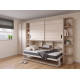 Dormitorio con cama abatible con escritorio, armario, estantería y zapatero Ref YC534