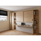 Dormitorio con cama abatible con escritorio, armario, estantería y zapatero Ref YC534