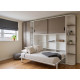Dormitorio con cama abatible matrimonial, armario, estantería y zapatero Ref YC535