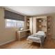 Dormitorio con cama abatible, armario, estantería, escritorio y zapatero Ref YC536
