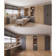 Dormitorio con camas abatibles, armarios, estanterías y escritorio Ref YC540