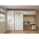 Dormitorio con cama abatible vertical con altillo, puente, armario y escritorio Ref Z24-29