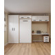 Dormitorio con cama abatible vertical con altillo, puente, armario y escritorio Ref Z24-29