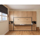 Dormitorio con cama abatible matrimonial con escritorio, armarios y altillo Ref YC542