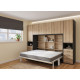 Dormitorio con cama abatible matrimonial con escritorio, armarios y altillo Ref YC542