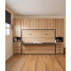 Dormitorio con cama abatible matrimonial con escritorio, armarios y altillo Ref YC542