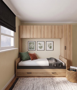 Dormitorio puente con cama nido y armario Ref YC526