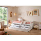 Cama compacta desplazable con arrastre fabricada en madera de pino Ref TA02