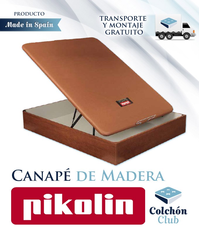 PIKOLIN CANAPÉ ABATIBLE NATURBOX Madera 3D - (135x180, Blanco)