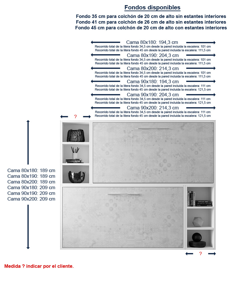 Litera Abatible Horizontal con estantes a ambos lados